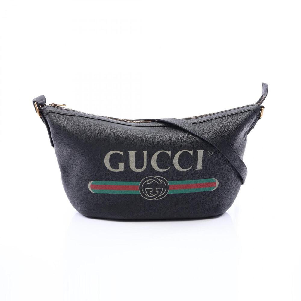 Gucci Half Moon Hobo Vintage Logo Shoulder Bag Handbag Leather Women's Black/...
